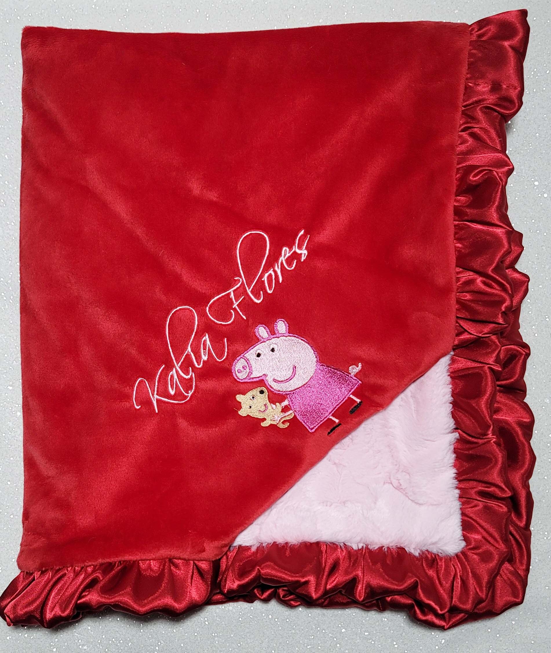 Customizable Minky Blanket Peppa Pig Peppa Blanket Valentine Blanket Pink and Red Gift for Toddler Baby Blanket Personalized Blanket Etsy