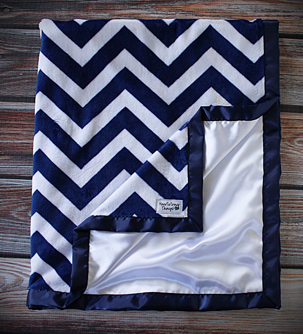 Minky Blanket Baby Boy Baby Blanket Navy and Grey Satin Etsy