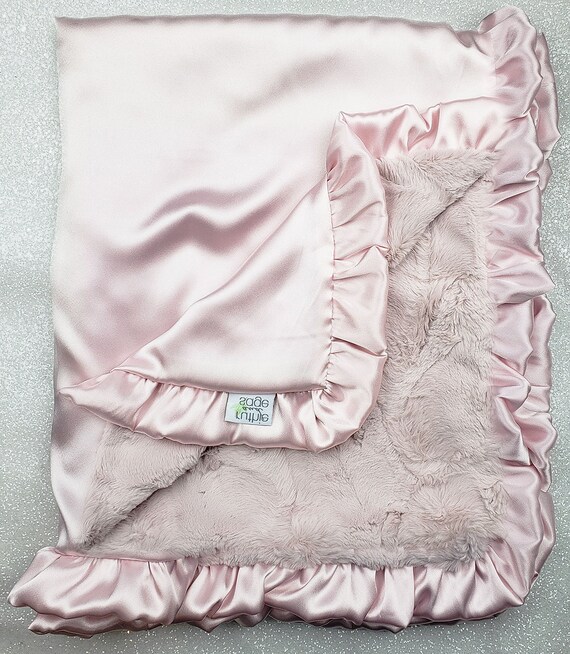 Luxury Silk Baby Blanket and Baby Lovey Blanket Gift Set - Pink