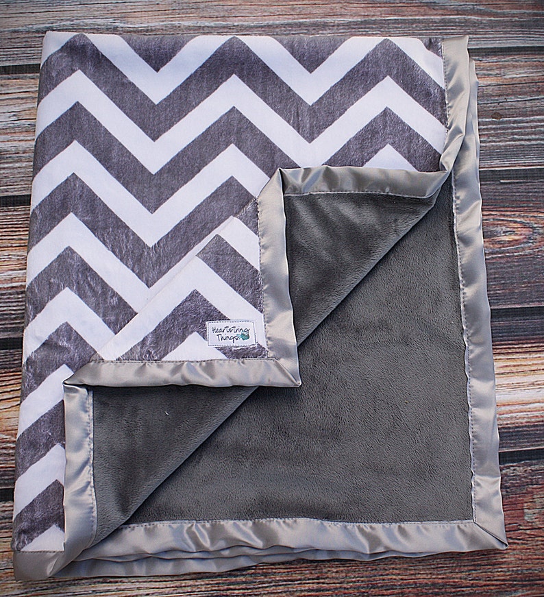 Minky Blanket Child Blanket Chevron Blanket Grey and White Etsy