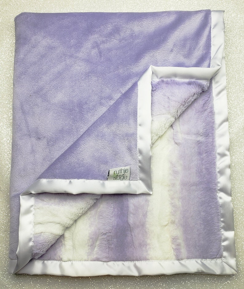 Minky Blanket Faux Fur Throw Lavender Angora Baby Girl Etsy