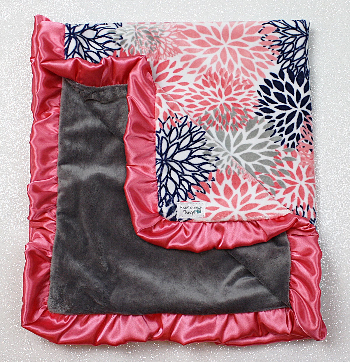 Minky Blanket Baby Girl Blanket Baby Gift Floral Coral and Etsy Canada