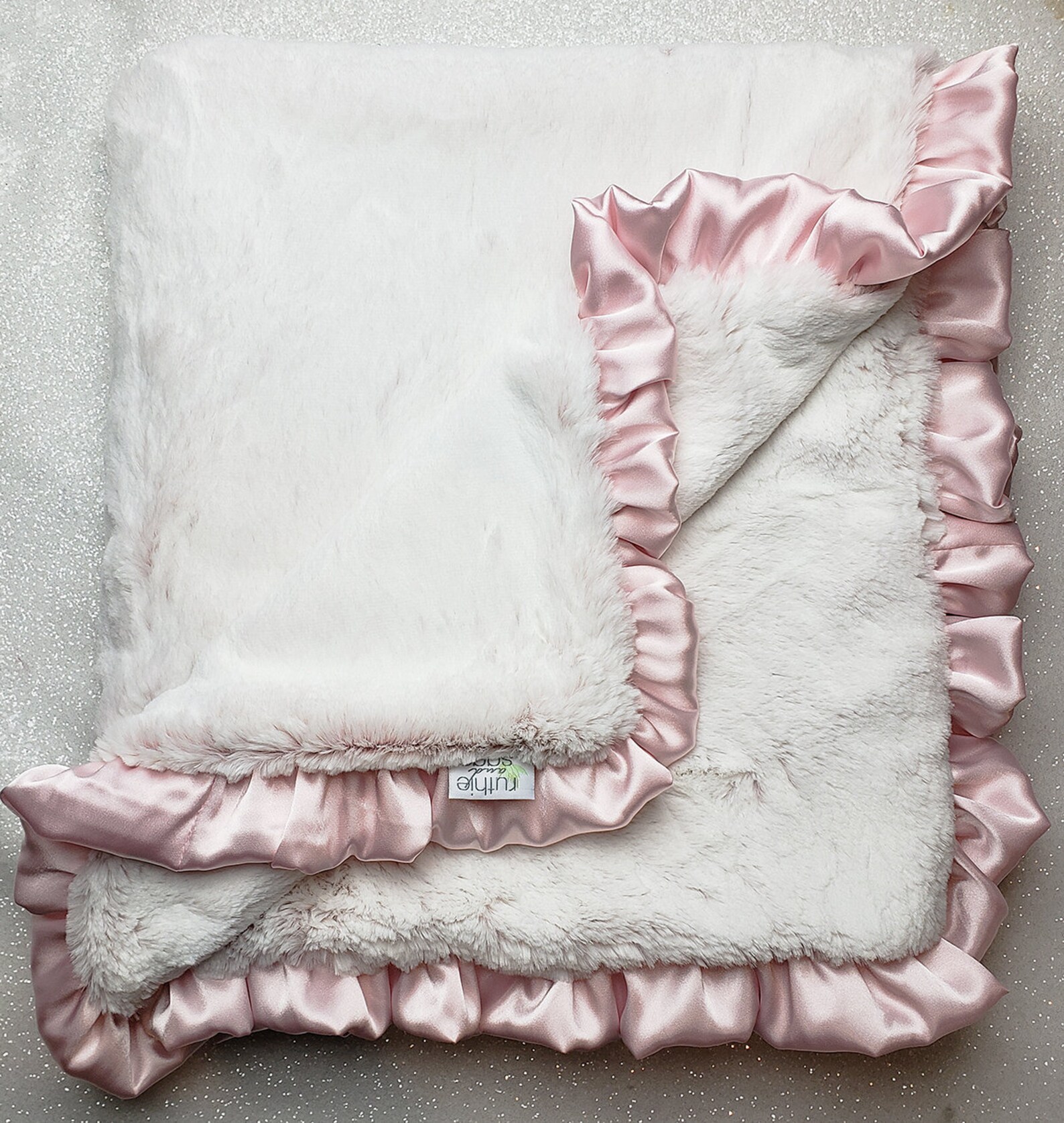 Minky Blanket Faux Fur Throw Frosted Rosewater Baby Girl Etsy