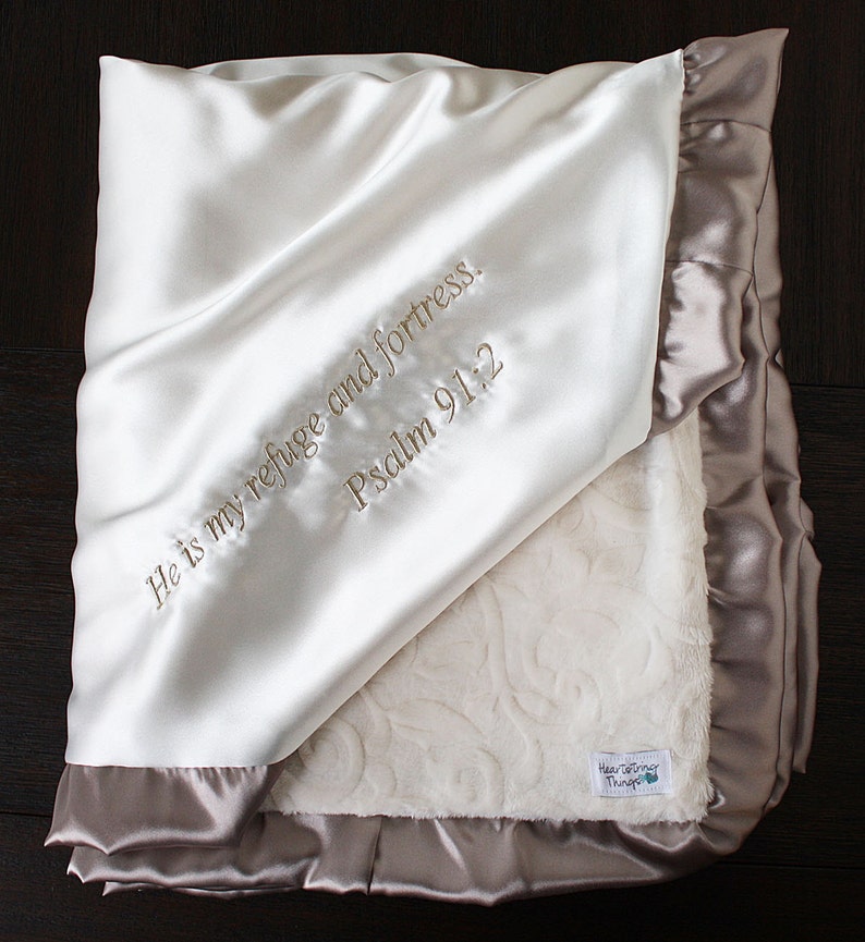Minky Blanket Blessing Blanket Baptism Blanket Satin and Etsy