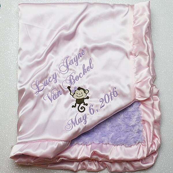 Pink Monkey Blanket Etsy