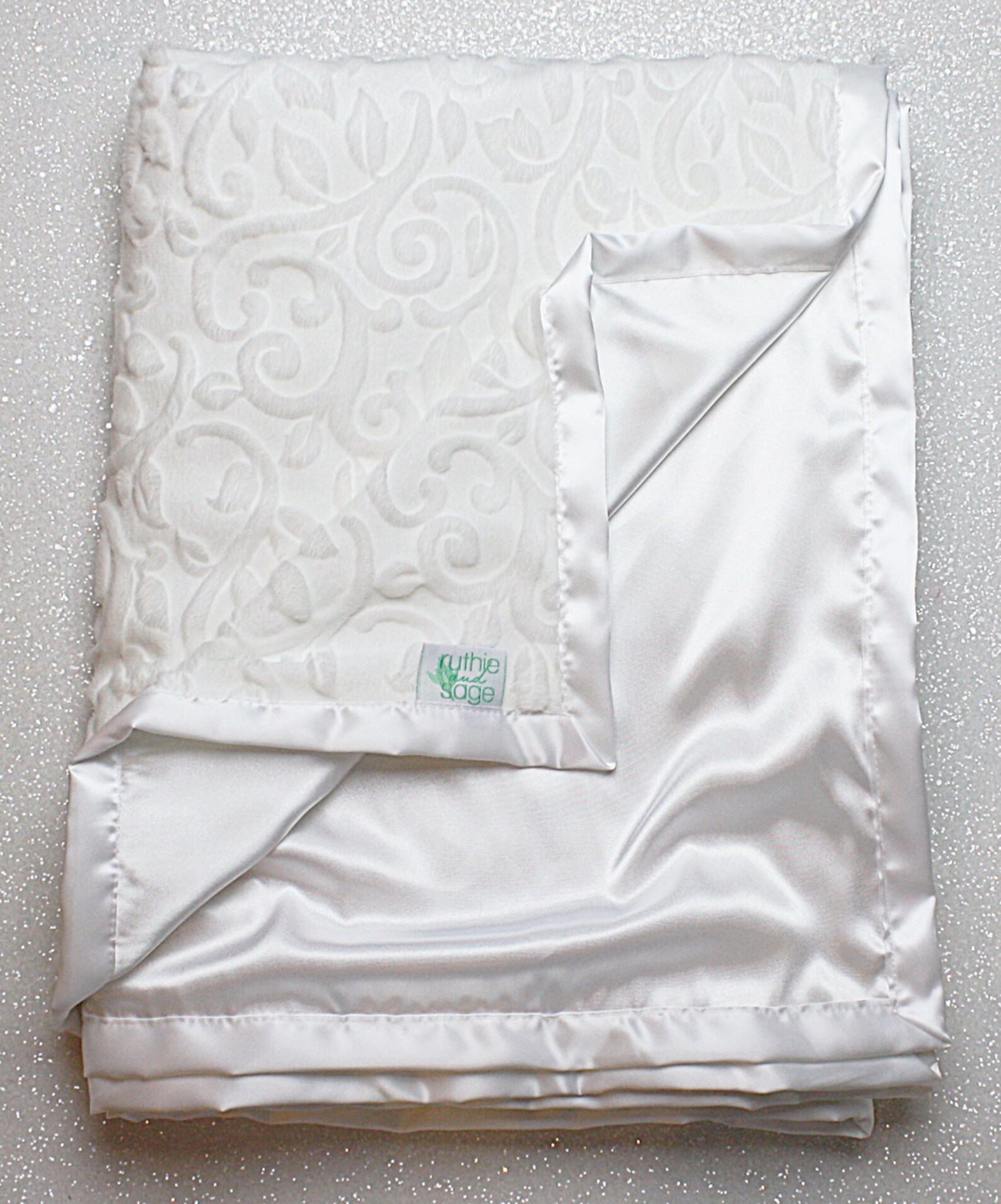 Minky Blanket Baby Girl Adult Blanket White Blanket Vine Etsy