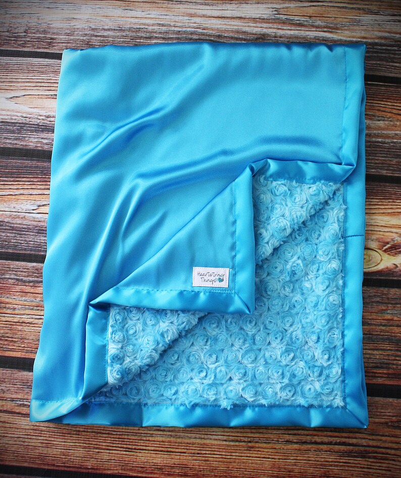 Minky Blanket Turquoise Blanket Blue Blanket Satin and Etsy