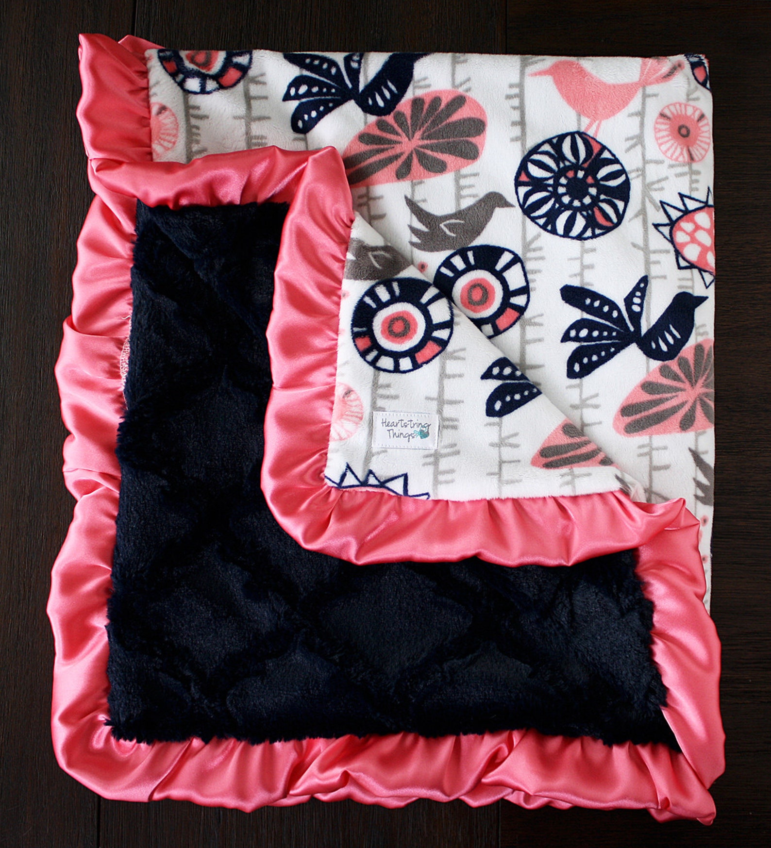 Minky Blanket Baby Girl Blanket Baby Gift Floral Coral and Etsy