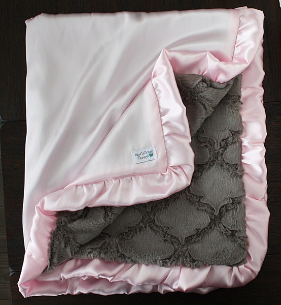 Lattice Minky Blanket baby girl minky blanket pink and grey Etsy
