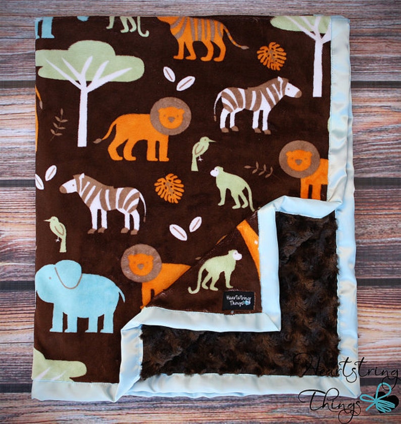 Minky blanket Soft blanket Baby boy Jungle blanket animal Etsy