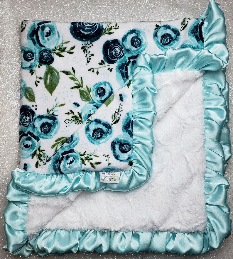 Minky Blanket Baby Girl Blanket Baby Gift Floral Blanket Etsy