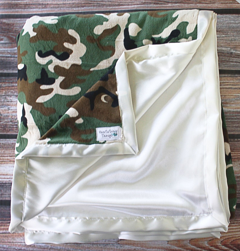 Minky Blanket Hunting Blanket Black Satin Camo Minky Silky Etsy