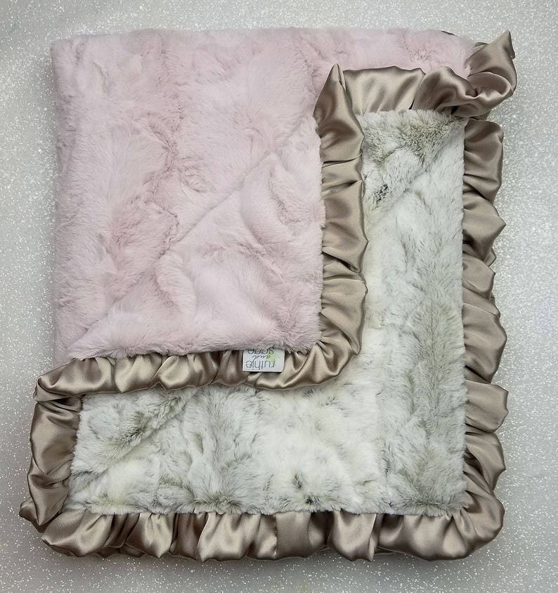 Minky Blanket Faux Fur Throw Pink Ruffle Baby Girl Blanket Etsy