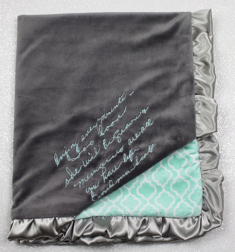 Handwritten embroidery on blanket CUSTOM image 2