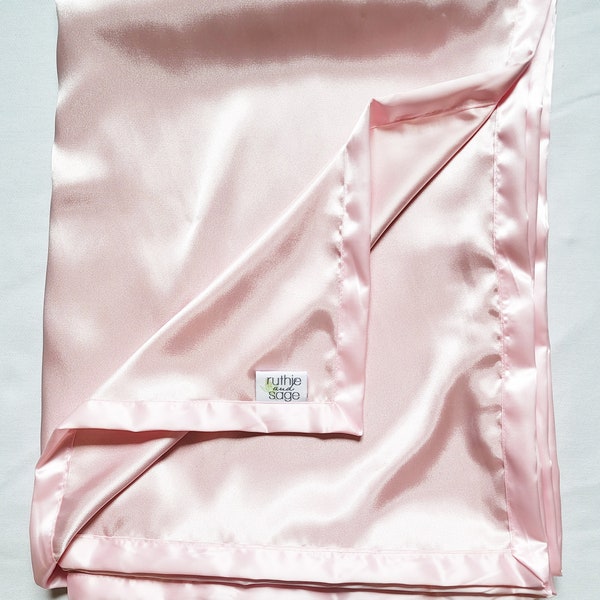 Satin Blanket, Rosewater satin, silky blanket, Pink satin, lovie, all silk blanket, woobie, baby blanket, baby gift, silk, pink silk