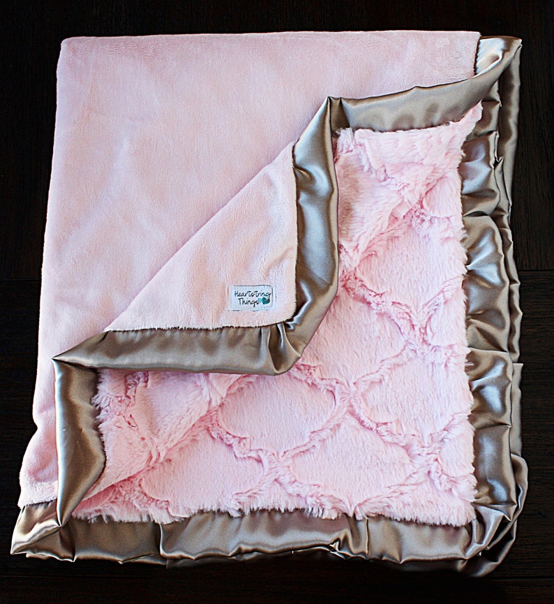 Custom Minky Blanket Pink and Grey Lattice Blanket Smooth Etsy