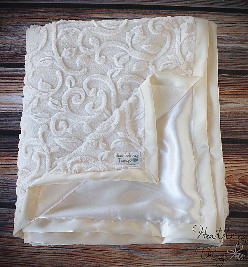 Minky Blanket Blessing Blanket Baptism Blanket Satin and Etsy