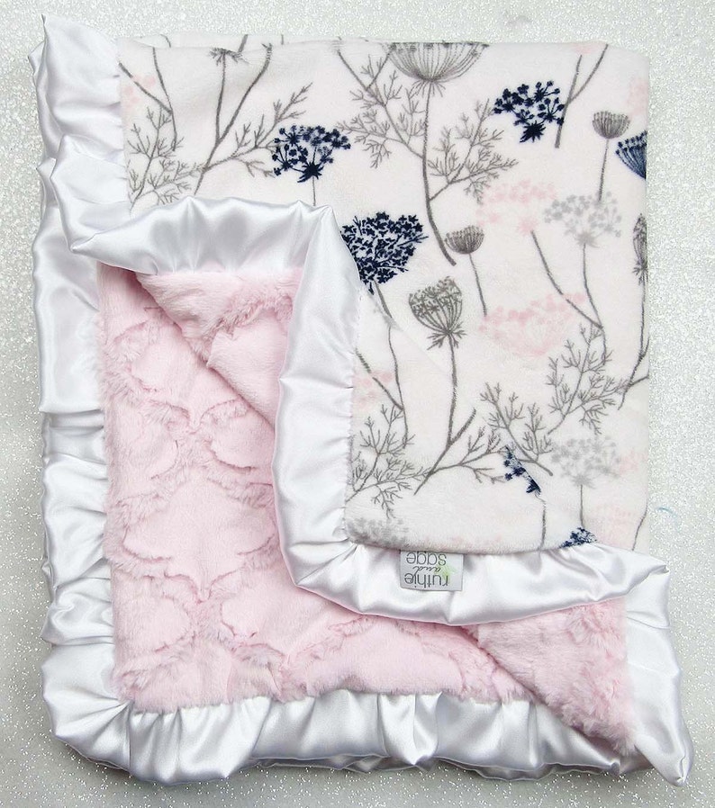 Minky Blanket Baby Girl Blanket Baby Gift Floral Blanket Etsy