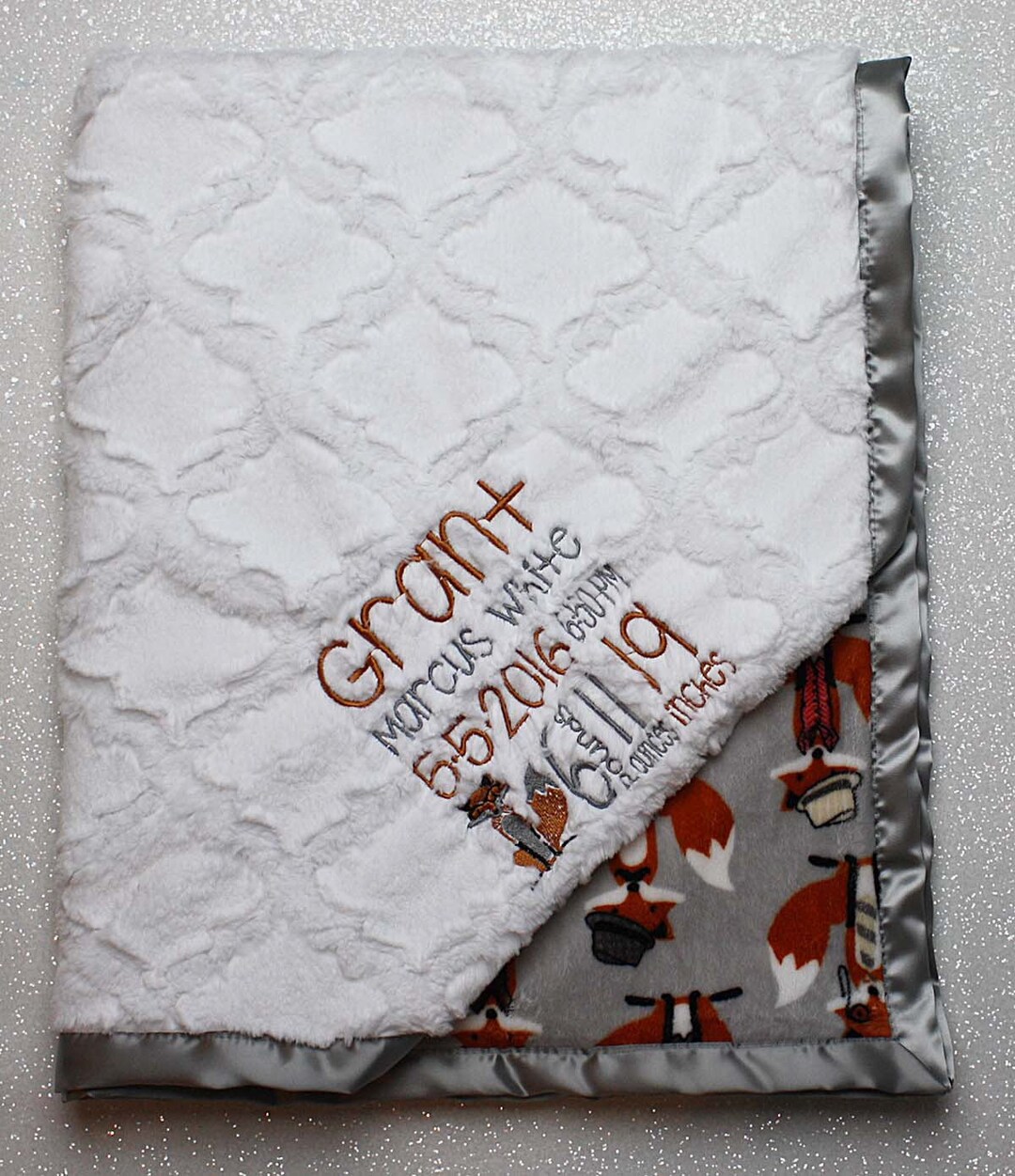 Customizable Minky Blanket, Birth Stats Blanket, Birth Weight Blanket