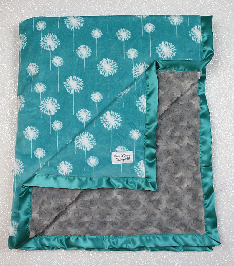 Minky Blanket Dandelion Blanket teal blanket baby boy Etsy