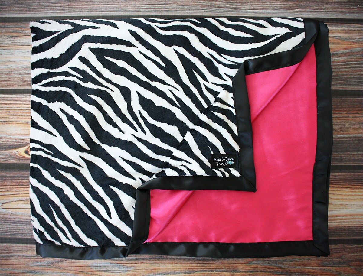 Minky Blanket Zebra Print Zebra Minky Hot pink and black Etsy