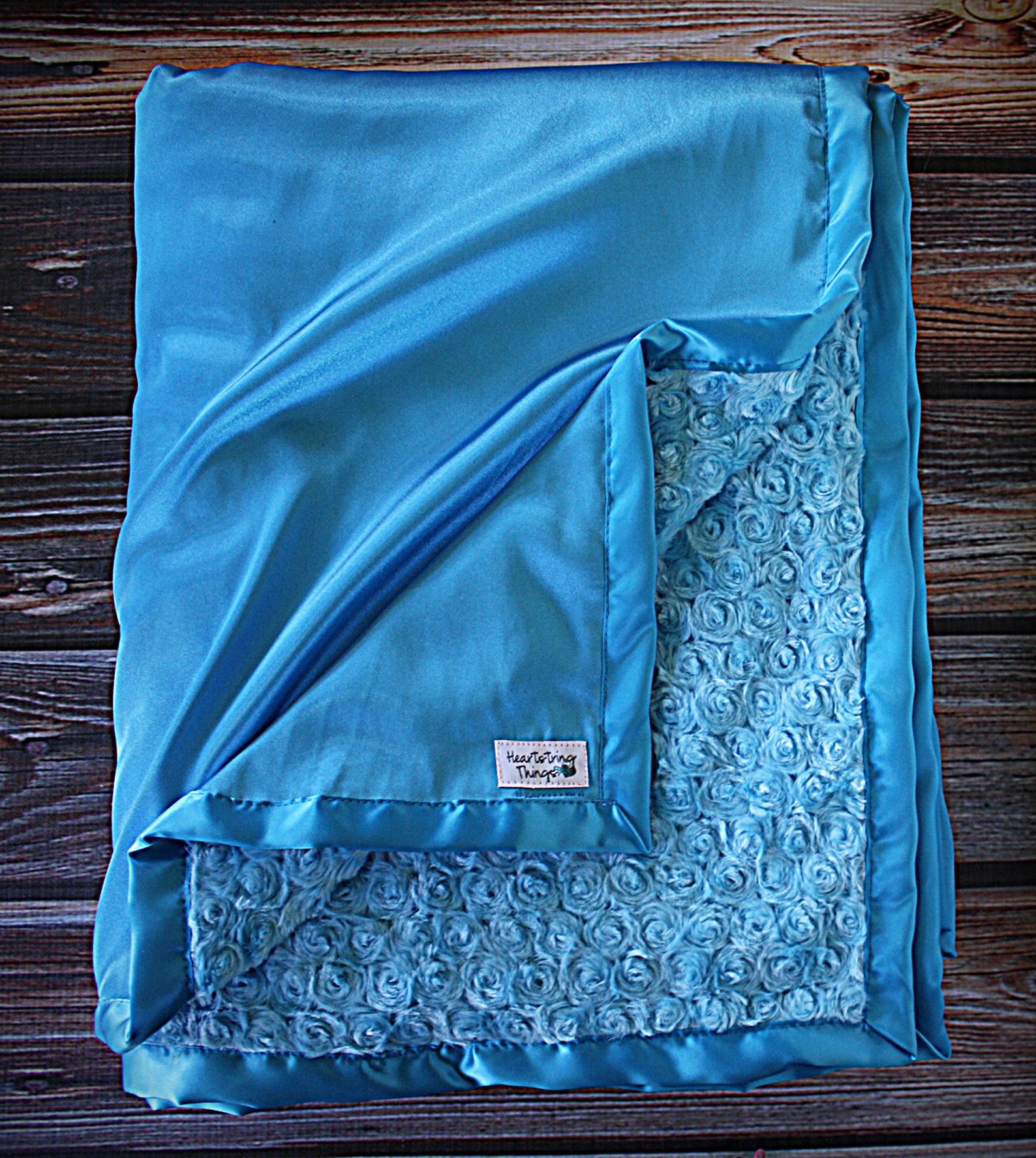 Minky Blanket Turquoise Blanket Blue Blanket Satin and Etsy