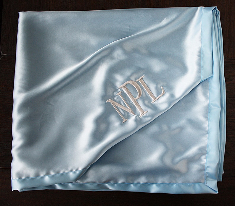 Embroidered Satin Blanket Silky Blanket Blanket With Name Etsy