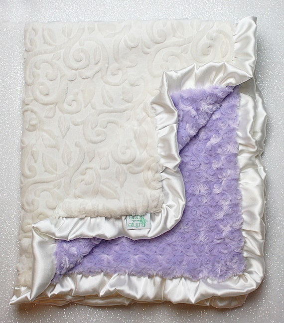 Baby blanket soft blanket Baby girl cream and lavender | Etsy