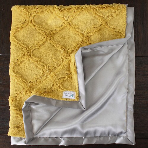 Minky Blanket Mustard Blanket Yellow and Grey Mustard Etsy