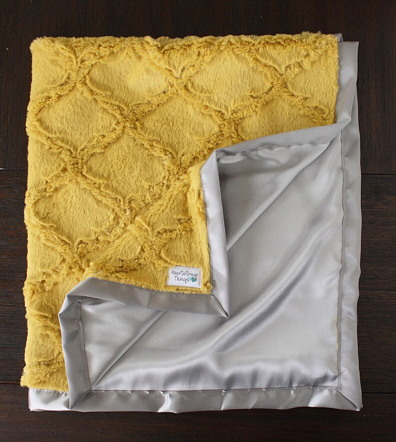 Minky Blanket Mustard Blanket Yellow and Grey Mustard Etsy