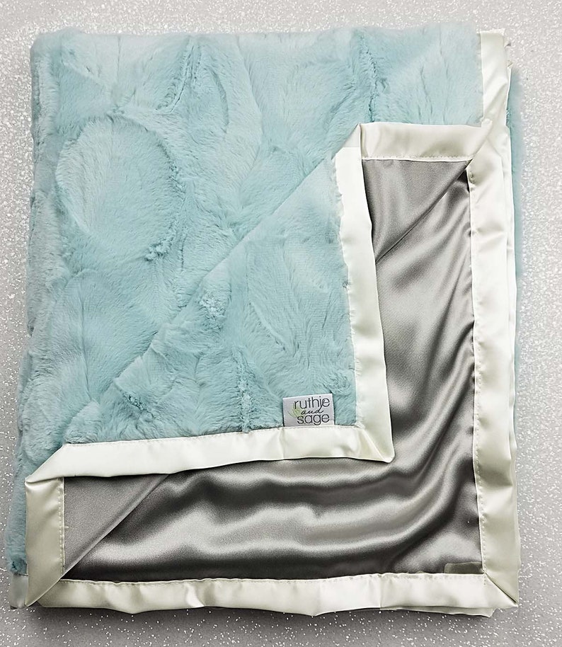 Minky Blanket Baby Boy Aqua Blanket Baby Girl Blanket Silk Etsy