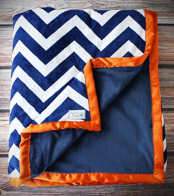 Navy Blue Minky Blanket Chevron Minky Navy and Cream Minky Navy and Orange Adult Minky Baby Blanket Broncos Blanket Broncos Minky Etsy Canada