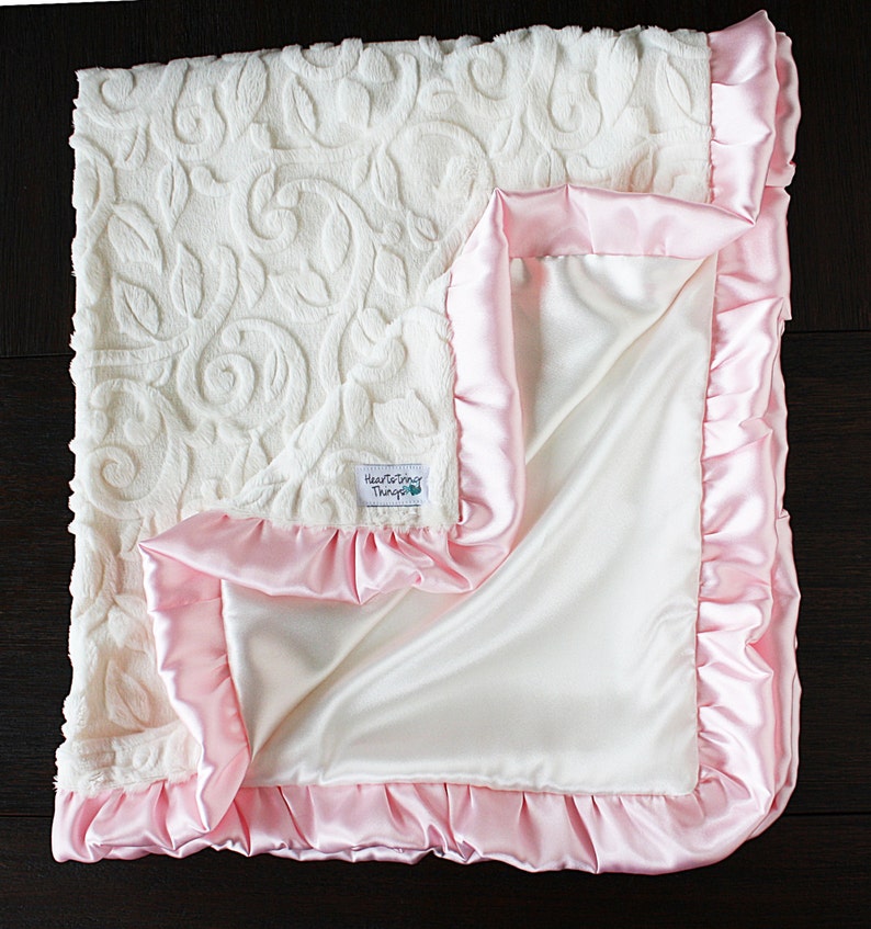 Minky Blanket Baby Girl Adult Blanket White Blanket Vine Etsy
