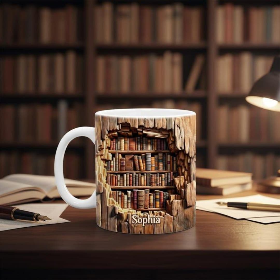 Personalized Library Mug, Custom Name Bookworm Coffee Cup - Etsy