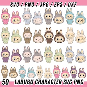 Labubu Designs Svg Png Bundle, Svg, Labubu Png Svg, Vector Digital File for Cricut, Laser Cut Labubu, Instant Download, Labubu Character