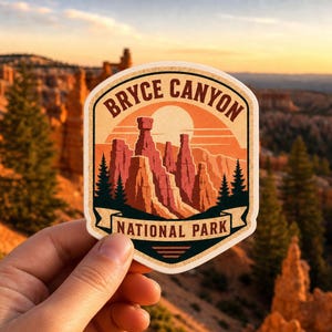 Bryce Canyon National Park Sticker, Retro Utah Travel Sticker, Desert Road Trip Decal, Vintage Park Art
