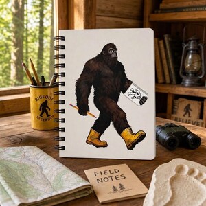 Bigfoot Field Notes Journal, Funny Sasquatch Spiral Notebook, Cryptid Research Notebook, Bigfoot Gift, Lined 6x8 Journal
