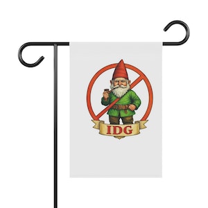 Bandera de jardín IDG Gnome, divertida bandera anti-gnomos para el jardín, decoración exterior sin gnomos, bandera de jardín sarcástica, decoración de césped con humor extraño