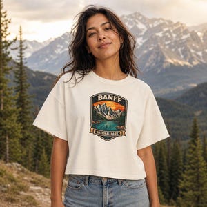 Banff National Park Boxy Tee | Vintage Mountain Graphic Shirt | Canadian Rockies Travel Tee | Retro Adventure Shirt | Road Trip Tee