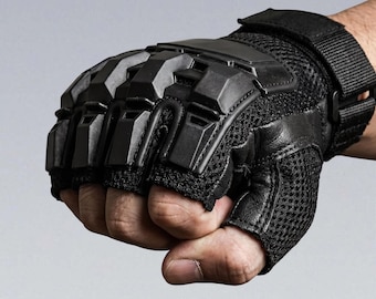 Techwear Fingerless Tactical Gloves — Waterproof Grip, Knuckle Protection, Motorcycle / Outdoor / Airsoft Gear