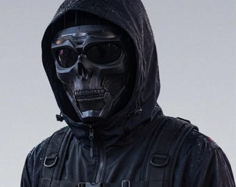 Tactical Skull Mask — Cyberpunk Techwear Face Shield, Airsoft Dark Punk Streetwear Accessory