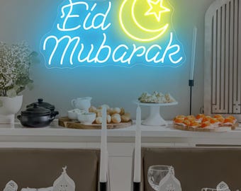 Eid Mubarak Neon Sign,Ramadan Mubarak Party, Islamic Festival Party Decor Art, Ramadan Gift, Custom Eid Mubarak Ramadan Kareem LED Light