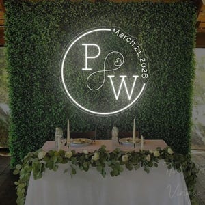 Custom Initials Name Neon Sign,Minimalist Wedding Initials Sign,Last Name Sign,Wedding Party Backdrop,Wedding Gift for Couple Initials Sign