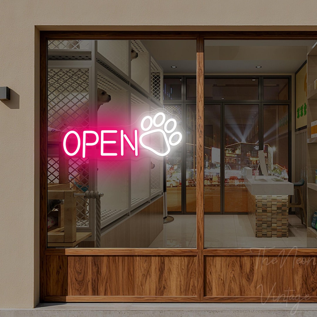 Pet Shop Open Neon Sign, Open Neon Wall Art, Custom Open Light USB Sign ...