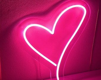 Hjärtformad neonskylt, Kärlekshjärtformad neonskylt, Kärleksskylt, Minimalistisk LED-neonhjärtljus, Neonljus för sovrum, Kärleksneonskylt, Alla hjärtans dag-present