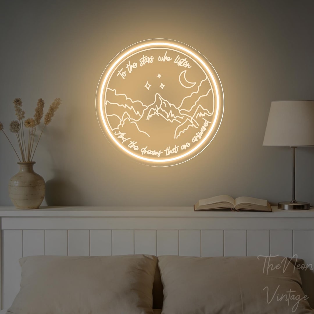 ACOTAR Night Neon Sign Mountain With Stars,to the Stars Who Listen ...
