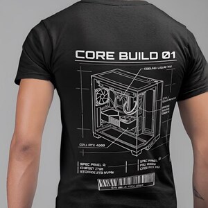 Core Build 01 Computer Diagram T-shirt | PC Fan Schematic Tee