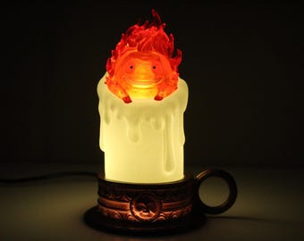 Howl's Moving Castle Calcifer Lamp, Anime Night Light, Resin Figure, Desk Decor