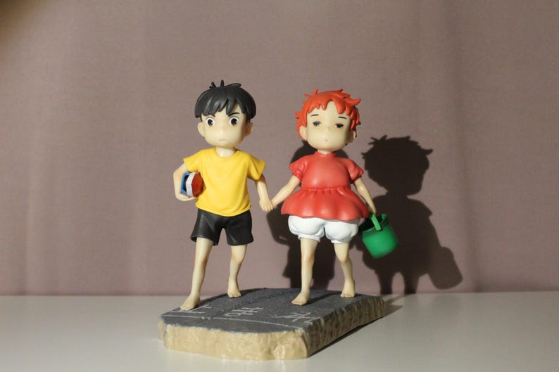 Ponyo Sosuke Figure Set, Studio Ghibli Anime Collectible, Resin Statue, Room Desk Decor image 10