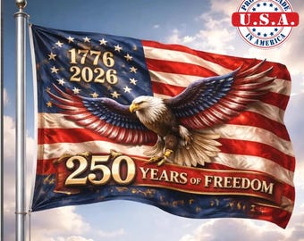 Bandera estadounidense 1776-2026, decoración con águila patriótica, 250 años de libertad